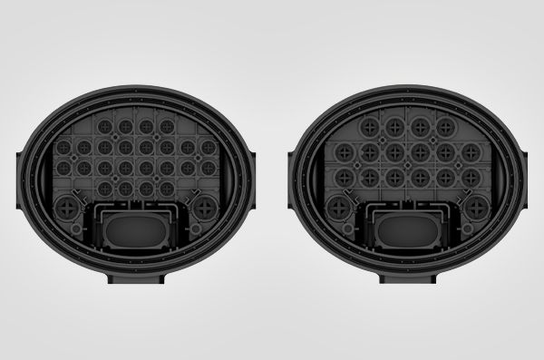 26 or 18 round ports and 1 oval port