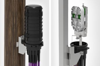 In-base features for closure mounting on poles, building facades or inside underground chambers